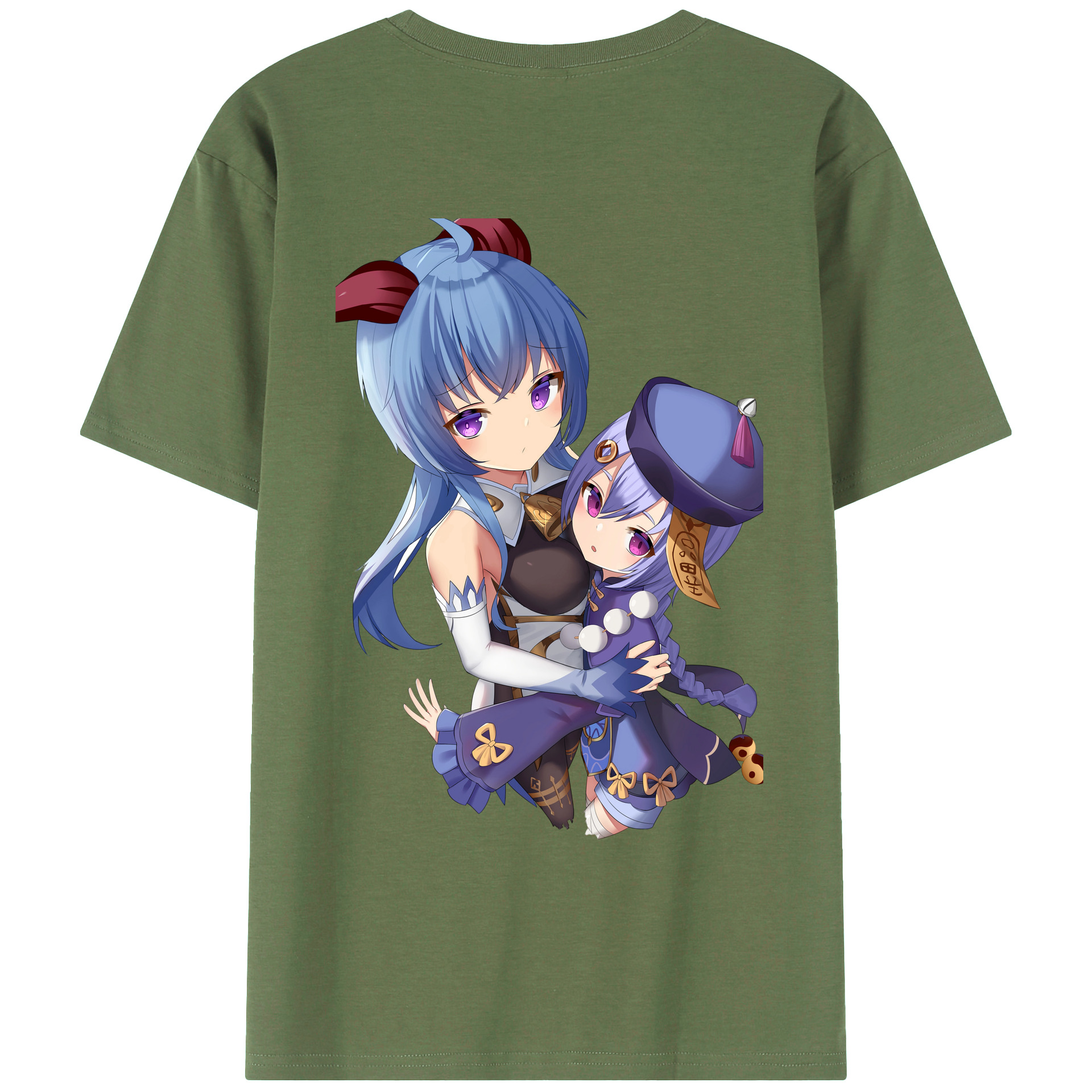 げんし神 甘雨 かんう genshin Ganyu 綿100％ メンズ半袖Tシャツ（バックプリント） 通気性